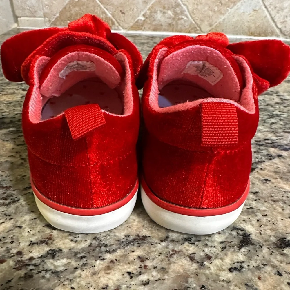 Toddler Girl Red Velvet Bow Slip On Shoes